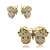 Conjunto luxo de bracelete e brinco borboleta cravejado de zircônia esmeralda banho em ouro 18k - Imagem 2