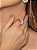 Conjunto de brinco e anel dourado cravejado de zircônia cristal banho em ouro 18k - Imagem 4