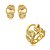 Conjunto de brinco e anel dourado cravejado de zircônia cristal banho em ouro 18k - Imagem 1