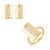 Conjunto de brinco e anel dourado cravejado de zircônia cristal banho em ouro 18k - Imagem 1