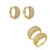 Conjunto de brinco e anel dourado cravejado de zircônia cristal banho em ouro 18k - Imagem 1