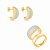 Conjunto de brinco e anel dourado cravejado de zircônia cristal banho em ouro 18k - Imagem 1
