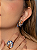 Conjunto de brinco e anel de flor cravejado de zircônia safira banho em ouro 18k - Imagem 3