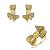 Conjunto luxo de brinco e anel de laço cravejado de zircônia esmeralda banho em ouro 18k - Imagem 1