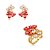 Conjunto luxo de brinco e anel cravejado de zircônia pink e rosa claro banho em ouro 18k - Imagem 1