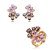 Conjunto luxo de brinco e anel cravejado de zircônia lavanda e ametista banho em ouro 18k - Imagem 1