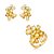 Conjunto luxo de brinco e anel cravejado de zircônia colorida banho em ouro 18k - Imagem 1