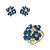 Conjunto luxo brinco e anel flor cravejado de zircônia safira banho em ouro 18k - Imagem 1