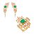 Conjunto luxo de brinco e anel cravejado de zircônia com pedra fusion esmeralda banho em ouro 18k - Imagem 1