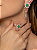 Conjunto luxo de brinco e anel cravejado de zircônia com pedra fusion esmeralda banho em ouro 18k - Imagem 3