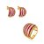Conjunto luxo de brinco e anel cravejado de zircônia cristal e pink banho em ouro 18k - Imagem 1