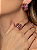 Conjunto luxo de brinco e anel cravejado de zircônia cristal e pink banho em ouro 18k - Imagem 4