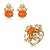 Conjunto flor de brinco e anel cravejado de zircônia cristal e pedra fusion coral banho em ouro 18k - Imagem 2
