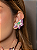 Conjunto luxo flor com brinco e anel cravejado de zircônia e pedra fusion turmalina banho em ouro 18k - Imagem 4