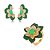 Conjunto luxo flor com brinco e anel cravejado de zircônia e pedra fusion turmalina banho em ouro 18k - Imagem 1