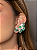 Conjunto luxo flor com brinco e anel cravejado de zircônia e pedra fusion turmalina banho em ouro 18k - Imagem 3