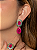 Conjunto flor de brinco e anel esmaltado com pedra fusion rubelita banho em ouro 18k - Imagem 4