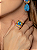 Conjunto flor de brinco e anel esmaltado com pedra fusion topázio banho em ouro 18k - Imagem 3