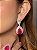 Conjunto luxo de brinco e anel cravejado de zircônia cristal com pedra fusion rubelita banho em ouro 18k - Imagem 4
