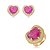 Conjunto coração de brinco e anel cravejado de zircônia cristal com pedra fusion ametista banho em ouro 18k - Imagem 1