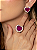 Conjunto coração de brinco e anel cravejado de zircônia cristal com pedra fusion ametista banho em ouro 18k - Imagem 2