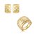 Conjunto de brinco e anel liso martelado banho em ouro 18k - Imagem 1
