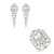 Conjunto de luxo com brinco e anel cravejado de zircônia cristal banho ródio branco - Imagem 1