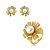 Conjunto flor luxo de brinco e anel cravejado de zircônia cristal com pérola banho em ouro 18k - Imagem 1
