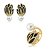Conjunto de brinco e anel cravejado de zircônia cristal e ônix com pérola shell banho em ouro 18k - Imagem 1