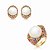 Conjunto luxo de brinco e anel cravejado de zircônia colorida e com pérola shell banho em ouro 18k - Imagem 1