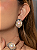 Conjunto luxo de brinco e anel cravejado de zircônia safira e com pérola shell banho em ouro 18k - Imagem 2