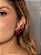 Brinco ear cuff de luxo cravejado de zircônia pink banho em ouro 18k - Imagem 2