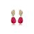 Brinco de luxo cravejado de zircônia cristal e pink banho em ouro 18k - Imagem 1