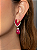 Brinco de luxo cravejado de zircônia cristal e pink banho em ouro 18k - Imagem 2