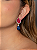 Brinco de luxo cravejado de zircônia cristal, pink e safira banho em ouro 18k - Imagem 2