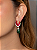 Brinco de luxo cravejado de zircônia cristal, pink e esmeralda banho em ouro 18k - Imagem 3