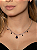 Conjunto luxo de brinco e colar cravejado de zircônia colorida com pedra fusion safira banho em ouro 18k - Imagem 3