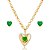 Conjunto de brinco e colar de coração com fusion esmeralda banho em ouro 18k - Imagem 1