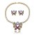 Conjunto luxo borboleta de brinco e colar cravejado de zircônia com pedra fusion ametista banho ouro 18k - Imagem 2