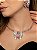 Conjunto luxo borboleta de brinco e colar cravejado de zircônia com pedra fusion ametista banho ouro 18k - Imagem 3