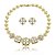 Conjunto luxo flor de brinco e colar cravejado de zircônia cristal com madre pérola banho em ouro 18k - Imagem 1