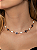 Colar com zircônia cristal e safira esmaltado banho em ouro 18k - Imagem 3