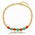 Colar de corrente com zircônia coral e pedra fusion turmalina banho em ouro 18k - Imagem 1