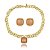 Conjunto luxo de brinco e colar com pingente cravejado com pedra fusion morganita banho em ouro 18k - Imagem 2