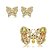 Conjunto luxo borboleta de brinco e colar cravejado de zircônia banho em ouro 18k - Imagem 2