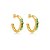 Brinco de argola acetinado cravejado de zircônia esmeralda banho em ouro 18k - Imagem 1
