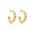 Brinco de argola acetinado cravejado de zircônia cristal banho em ouro 18k - Imagem 2