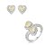 Conjunto de brinco e anel coração regulável com zircônia cristal e yellow fancy banho em ródio branco - Imagem 1