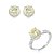 Conjunto de brinco e anel redondo regulável com zircônia cristal e yellow fancy banho em ródio branco - Imagem 1