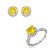 Conjunto de brinco e anel redondo regulável com zircônia cristal e yellow banho em ródio branco - Imagem 1
